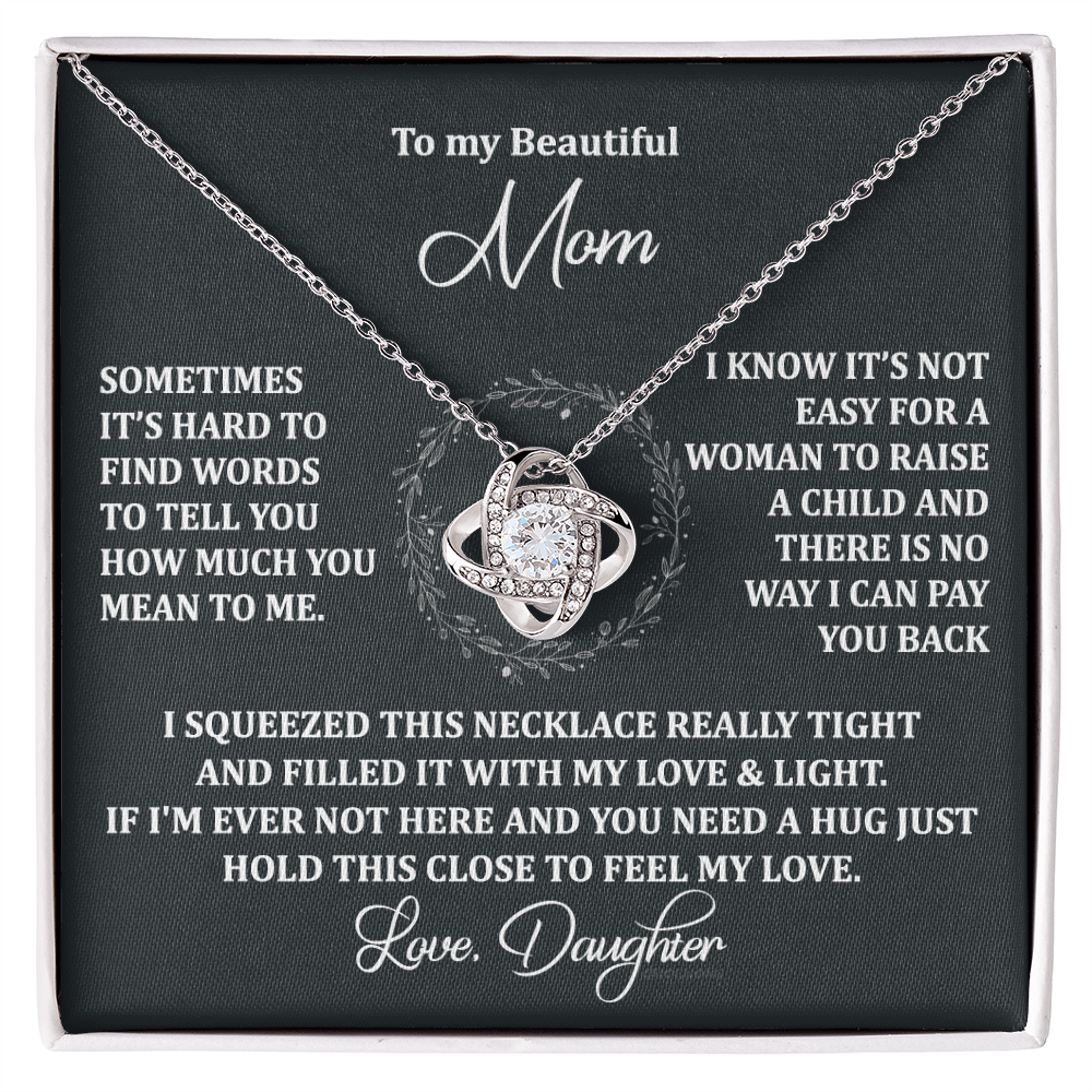 To My Beautiful Mom Necklace Gift From Daughter, Jewelry For Women Pay you Back