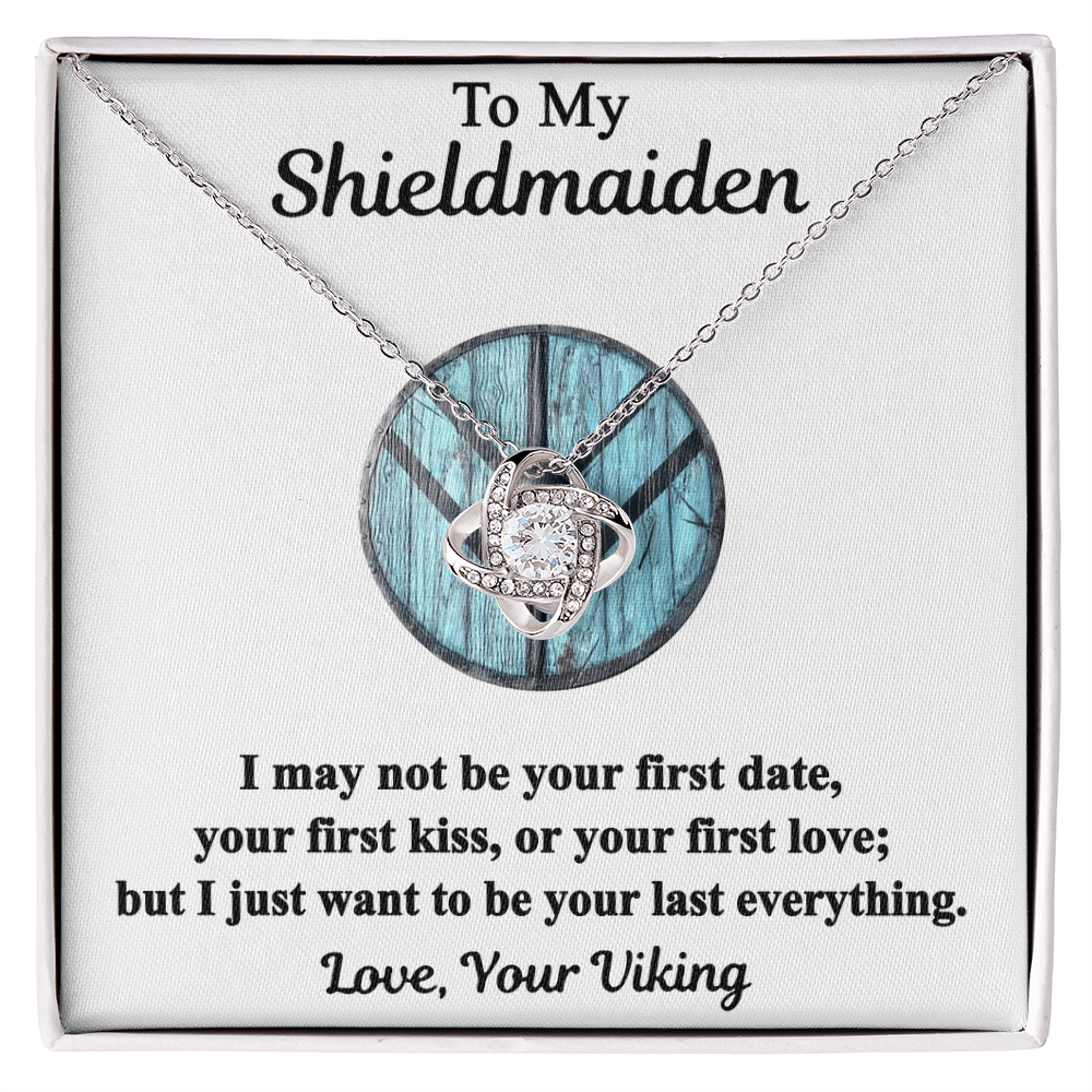 To My Shieldmaiden Necklace From Your Viking - Love Knot Pendant Gift From Wife, Fiancee, To My Shiedmaiden Love Knot Necklace Gift With Message Card and Gift Box, Jewelry Gift Ideas For Women