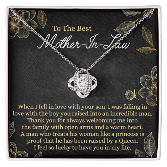 Mother In Law Gift Necklace, To The Best Mother In Law Love Knot Necklace From Daughter In Law, Jewelry Gift for Women, Mother In Law, Bonus Mom Gift Necklace, Mother-In-Law Gift Love Knot Pendant