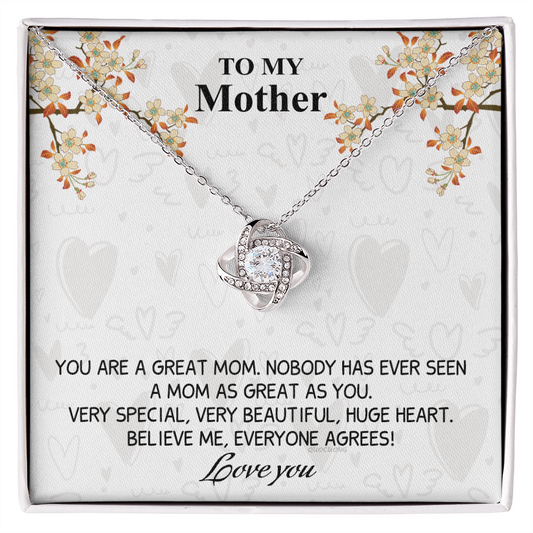 Great Mom Necklace, To My Mother Necklace From Daughter, The Love Knot Necklace Gift For Mom, Jewelry Gift For Women, Mother And Daughter Gift Necklace I Love You From Daughter To Mom Pendant