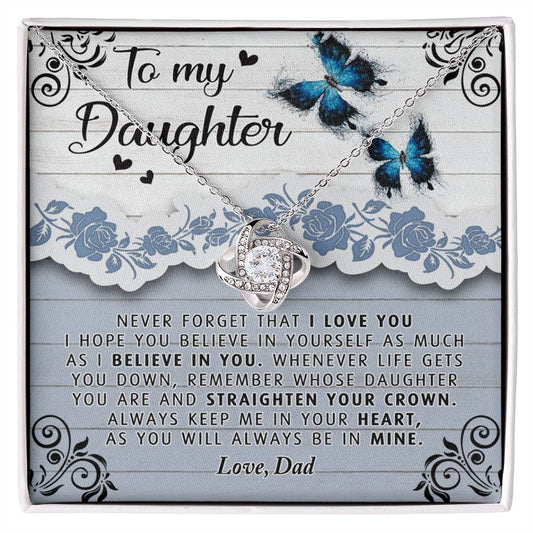 To My Daughter Necklace from Dad Father to Daughter Necklace, Pendant Gift Daughter Wedding Gift Necklace Present Graduation Gift Daughter Birthday Xmas Jewelry Gift For Girls Little Girl Necklace