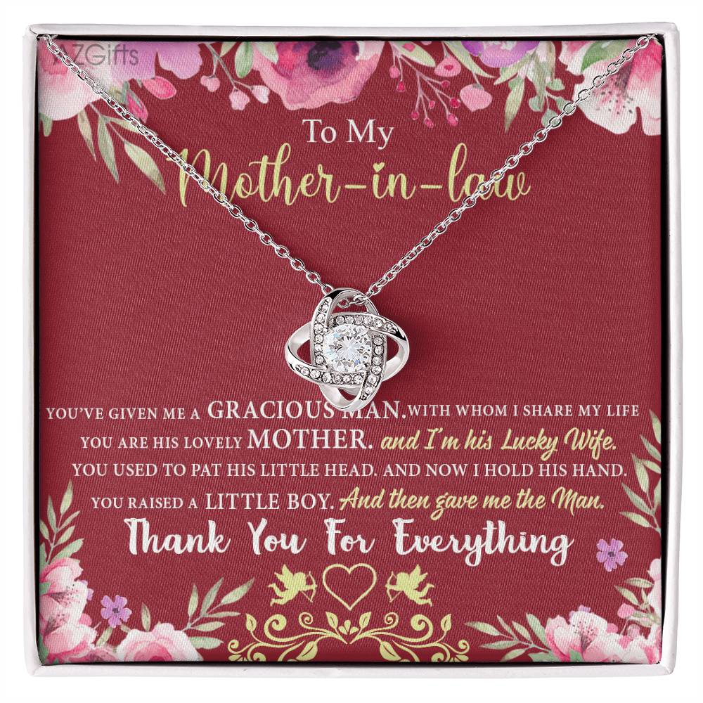 Gift For Mother In Law Necklace, To My Mother In Law Gift Necklace, Mom Love Knot Necklace, Gift To Mother In Law Necklace For Beautiful Mom Jewelry, Mother In Law Beautiful Mom Jewelry For Women