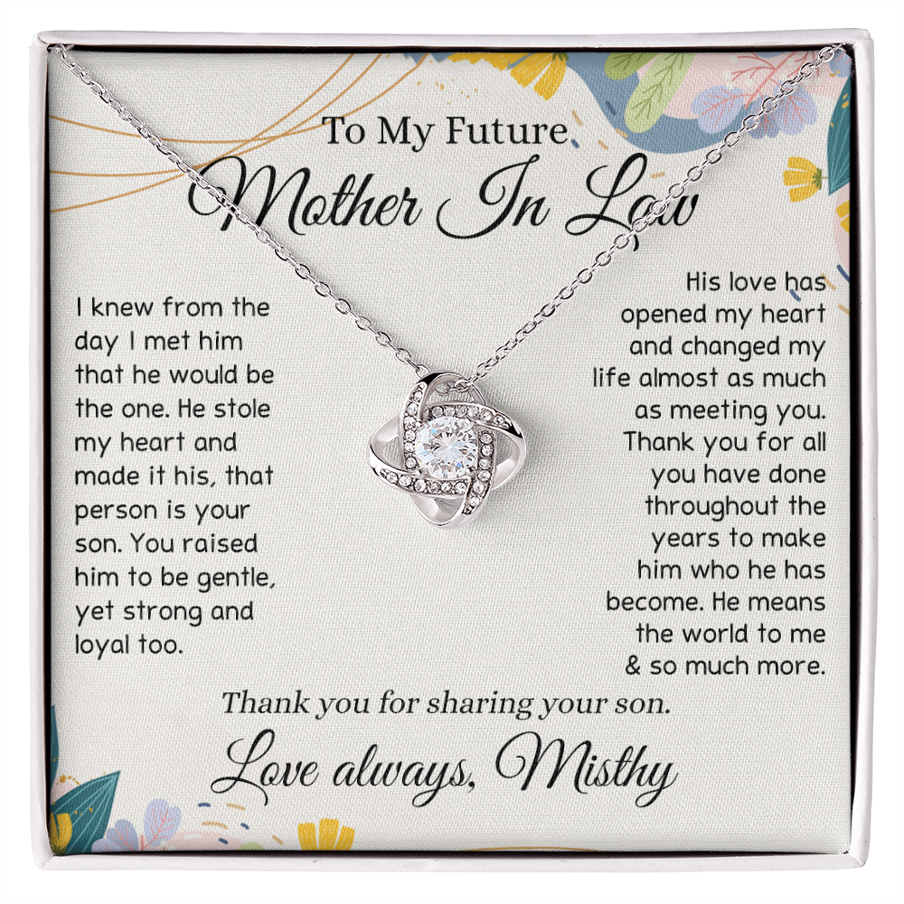 To My Future Mother In Law Necklace, To My Mother In Law Love Knot Necklace Gift From Son, Personalized Gift Necklace for Mother-In-Law From Son, Wedding Gift Necklace Bride Groom To Mother In Law
