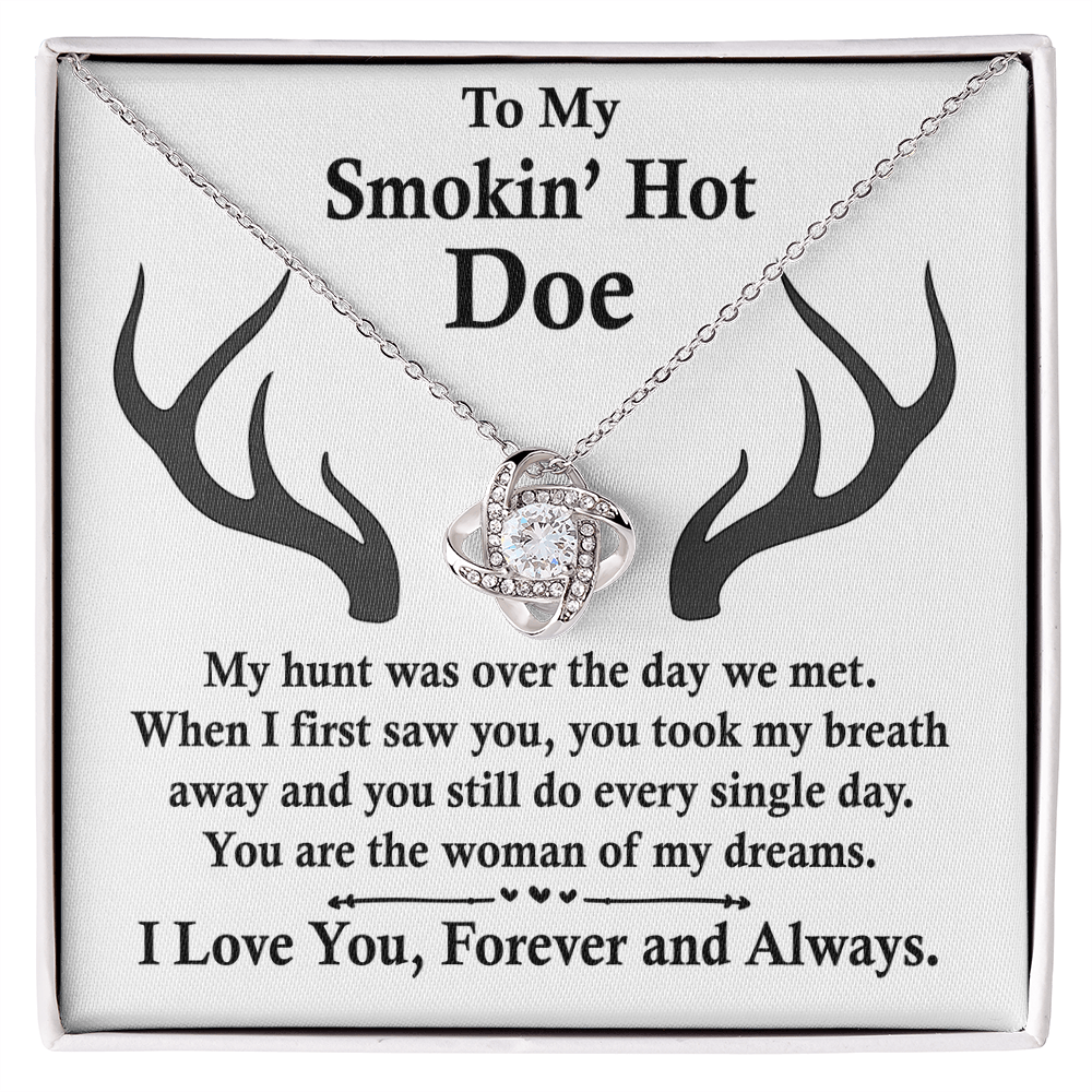 To My Smokin' Hot Doe Necklace Gift From Husband Boyfriend Dreams Love Knot Necklace Gift For Soulmate Wife with Message Card Gift Box Gift Necklace for Her Romantic, Girlfriend Gifts Necklace
