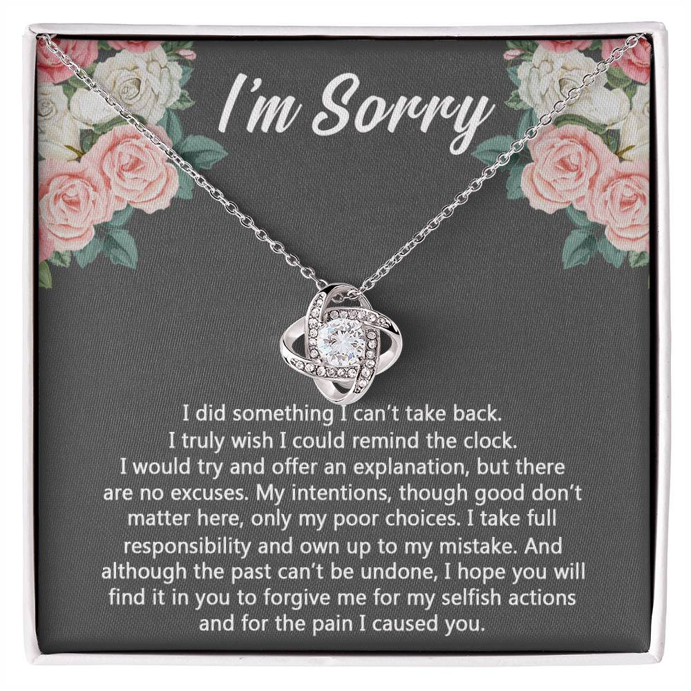 I'm Sorry Gift Necklace for Her, Apology Gifts Necklace for Girls, Woman Sorry Gift Necklaces with Meaningful Message Jewelry Sorry Gift Love Knot Necklace For Girlfriend Wife Soulmate Best Friend