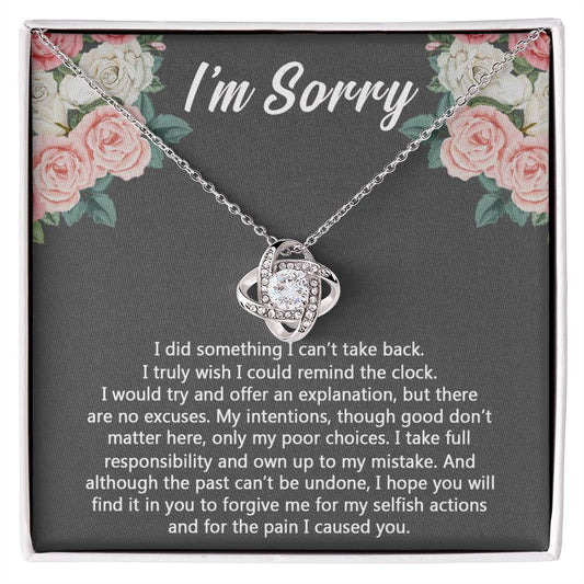 I'm Sorry Gift Necklace for Her, Apology Gifts Necklace for Girls, Woman Sorry Gift Necklaces with Meaningful Message Jewelry Sorry Gift Love Knot Necklace For Girlfriend Wife Soulmate Best Friend