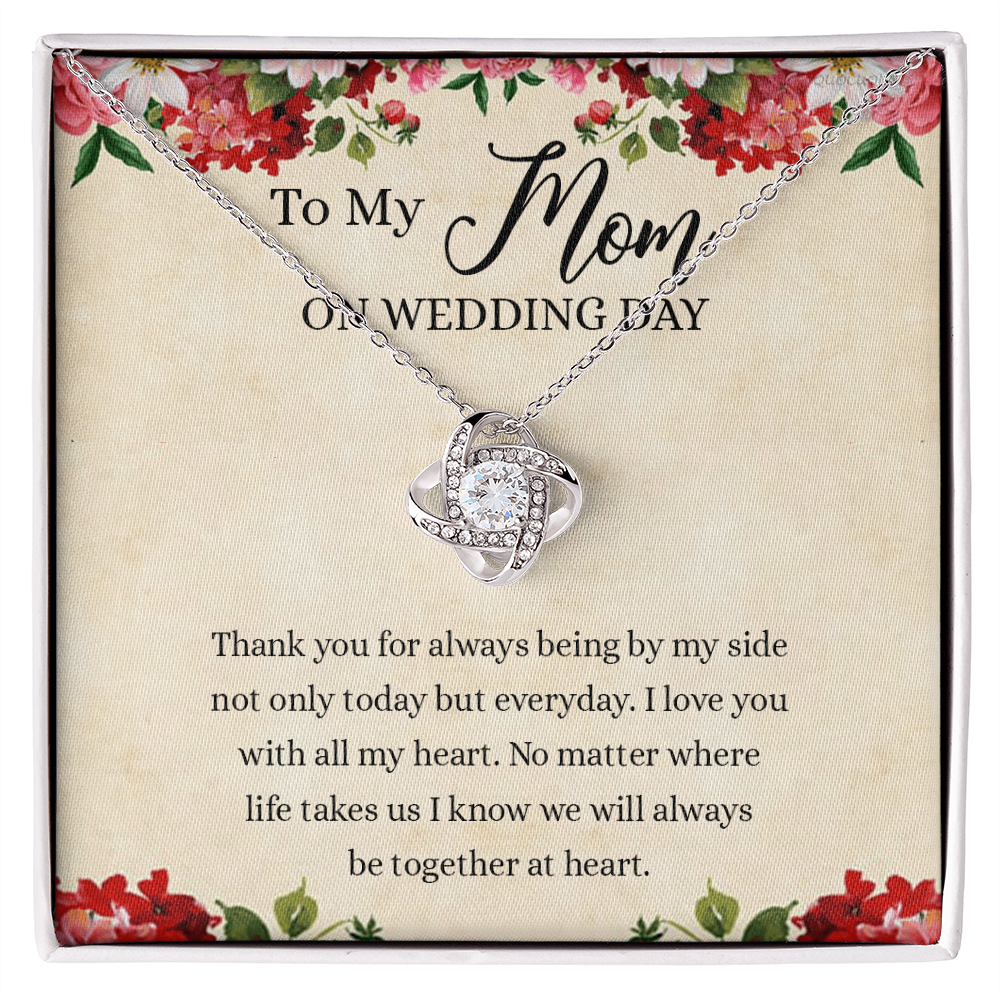 To My Mom Love Knot Necklace Gift for Mom on Wedding Day, Gift Necklace for Mother of The Groom, Gift for Bridesmaid Proposal Gift Necklace, To My Mom Gift Necklace On Wedding Day from Daughter