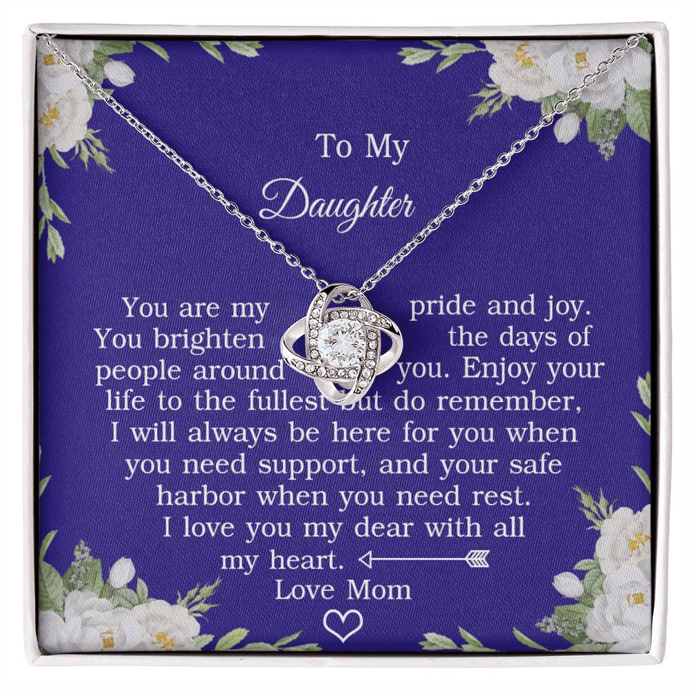 To My Daughter Love Knot Necklace From Mom And Daughter Pendant Gifts For Daughter's From Mother To Daughter Jewelry Gift For Girls, Daughter Necklace Gift From Mother, Daughter To Mom Jewelry