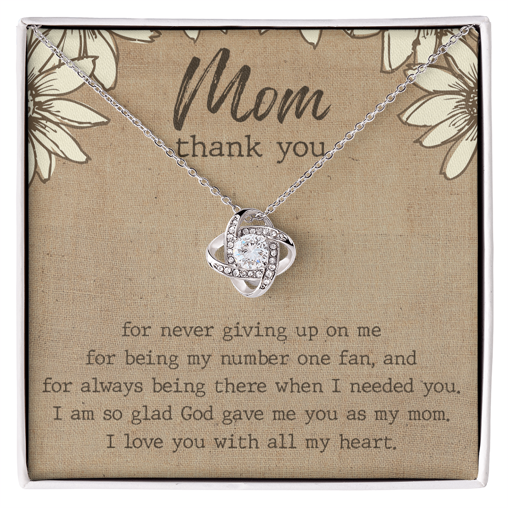 Thank You Gift necklace For Mom, To My Mom Love Knot Necklace Gift From Daughter, Jewelry Gift For Women, Mother Daughter Gift Necklace For Bonus Mom Gift Necklace Second Mom New Mom Gift Necklace