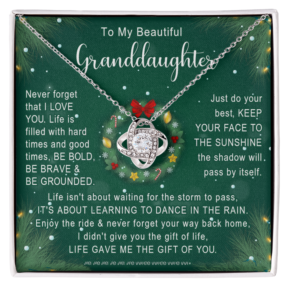 To My Granddaughter Necklace, Christmas Gift For Granddaughter From Nana Jewelry Gift For Girls, Granddaughter And Grandma Necklace, Love Knot Necklace Gift For Granddaughter