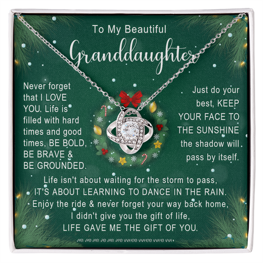 To My Granddaughter Necklace, Christmas Gift For Granddaughter From Nana Jewelry Gift For Girls, Granddaughter And Grandma Necklace, Love Knot Necklace Gift For Granddaughter