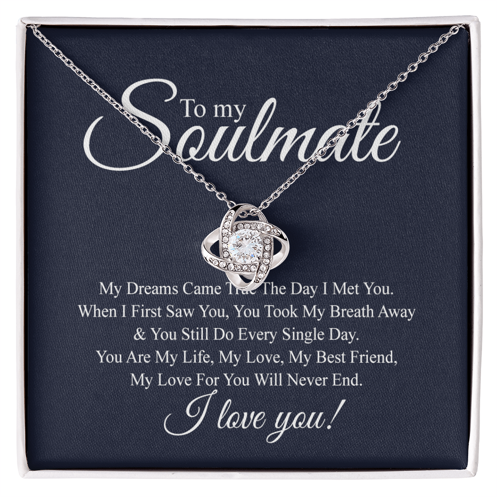 To My Soulmate Love Knot Necklace From Futture Husband To Wife Girlfriend Soulmate Gift Love Knot Pendant On Valentines Day Christmas Necklace for Her Romantic My Dreams Jewelry Gift For Women