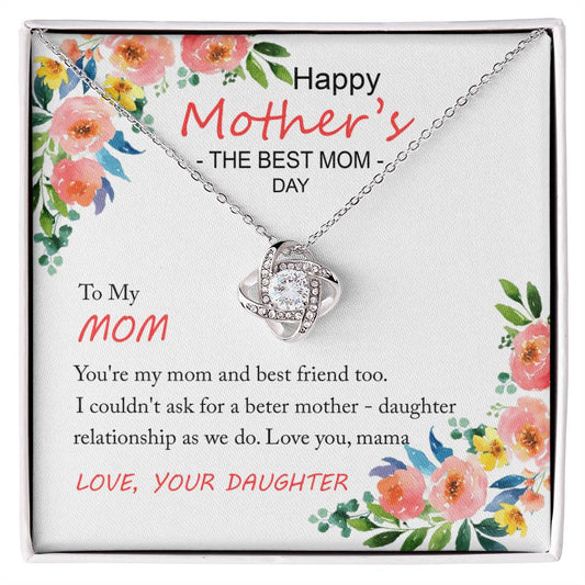 Happy Mother''s Day Gift Necklace, To My Mom Love Knot Necklace Gift From Daughter And Mother Love Knot Pendant Gift For Mom Bonus Mom Gift Necklace, The Best Mom Necklace, Jewelry Gift For Women