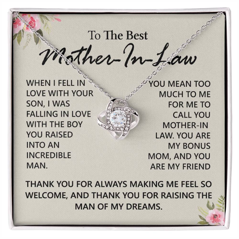 To My Mother in Law Love Knot Necklace From Daughter, Pendant Gift for Mother's Day Birthday Gift Boyfriend's Mom, Mother In Law On You Wedding Necklace Gift For Mother In Law, Gift For Bonus Mom