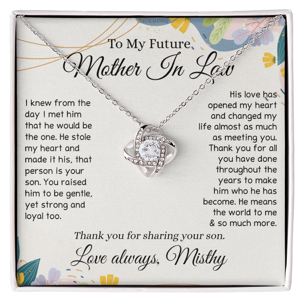 To My Future Mother In Law Necklace, To My Mother In Law Love Knot Necklace Gift From Son, Personalized Gift Necklace for Mother-In-Law From Son, Wedding Gift Necklace Bride Groom To Mother In Law