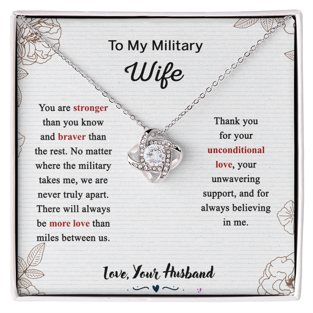 Military Wife Gift Necklace, Husband And Wife Love Knot Necklace, To My Military Wife Necklace From Husband - Necklace Gift For Wife, Jewelry Gift For Women, Soulmate Gift Necklace From Fiancee
