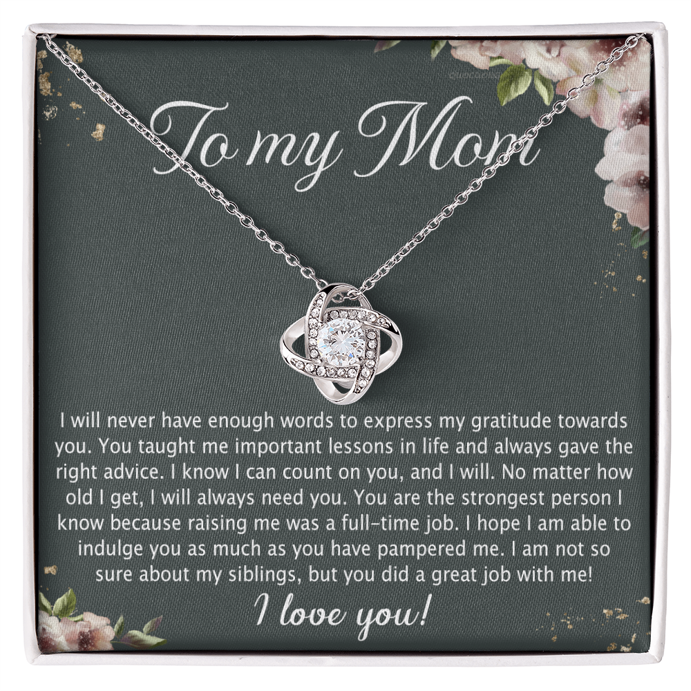 To My Mom Love Knot Necklace From Daughter, No Matter Necklace Gift For Mom, Daughter And Mother Love Knot Pendant Gift For Mom, Jewelry Gift For Women, Mom Gift Necklace, Daughter To Mom Pendant