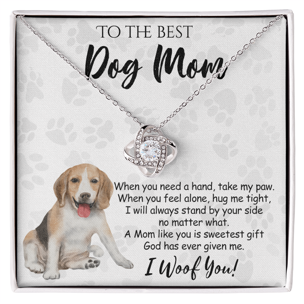To The Best Dog Mom Knot Lnot Necklace From Daughter Mother's Day Necklace Gift, A Mom Like Beagle Gift Necklace And Message Card Jewelry Gift For Women, Dog Lovers, Beagle Dog Mom Necklace