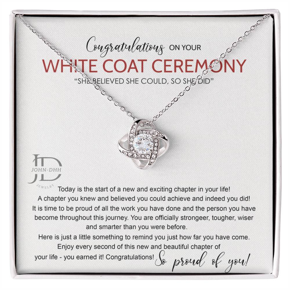 AZGifts White Coat Ceremony Gift Necklace, Chiropractor White Coat Ceremony, New Doctor Gift, Gifts For for Girl, Daughter With Message Card and Gift Box Necklace Love Knot Necklace JOHN-DHH