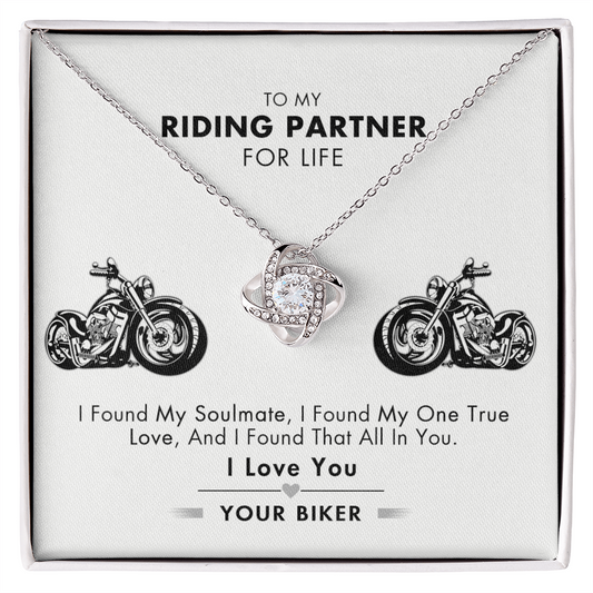 Customized Gift Necklace, To My Riding Partner For Life Necklace Gift From Husband Love Knot Necklace And Message Card Gift Box For Riding Partner For Life Jewelry Pendant Gift For Women Soulmate