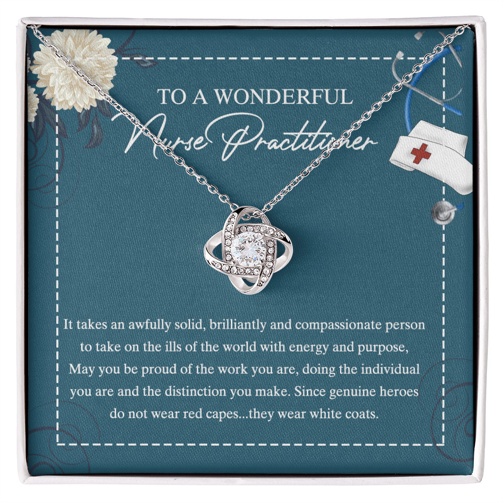 To My Nurse Practitioner Love Knot Necklace From Mom, Gift For New Nurse Jewelry Gift For Girl, Congrats Graduation Pendants Class Of 2026 Necklace Gift For Daughter, Granddaughter, Niece, Sister