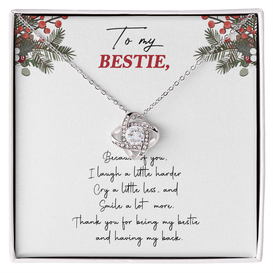 Gifts Necklace For Besties, To My Besties Love Knot Necklace From Friend, Man Because Of You Gift Necklace, Long Distance Best Friend Necklace, Besties Necklace Jewelry Gift For Girls, Her