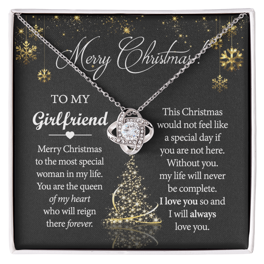 Merry Christmas Necklace For Girlfriend, To My Girlfriend Gift Love Knot Necklace From Boyfriend, Husband, Girlfriend Gift Necklace - Love Knot Pendant Gift For Girlfriend, Soulmate Gift Necklace