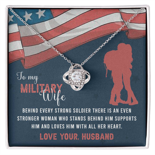 To My Military Wife Necklace From Husband Love Knot Military Necklace Gift For Wife Husband To Wife Love Knot Pendant For Wife Military Jewelry Gift For Women Army Gift Necklace Military Pendant