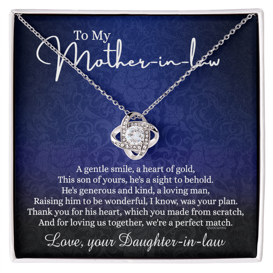 To My Mother in Law Gift Necklace, Mother in Law Love Knot Necklace Gift From Daughter In Law, Jewelry Gift For Women, To My Mother-in-law on Wedding Day Mother's day Necklace Gift Birthday For Mom