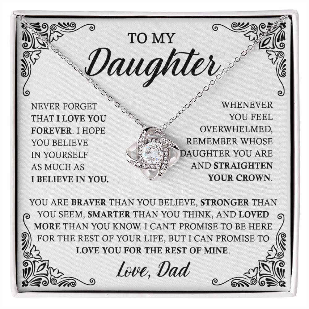 To My Daughter Necklace From Dad, Love Knot Necklace For Daughter, Father Daught