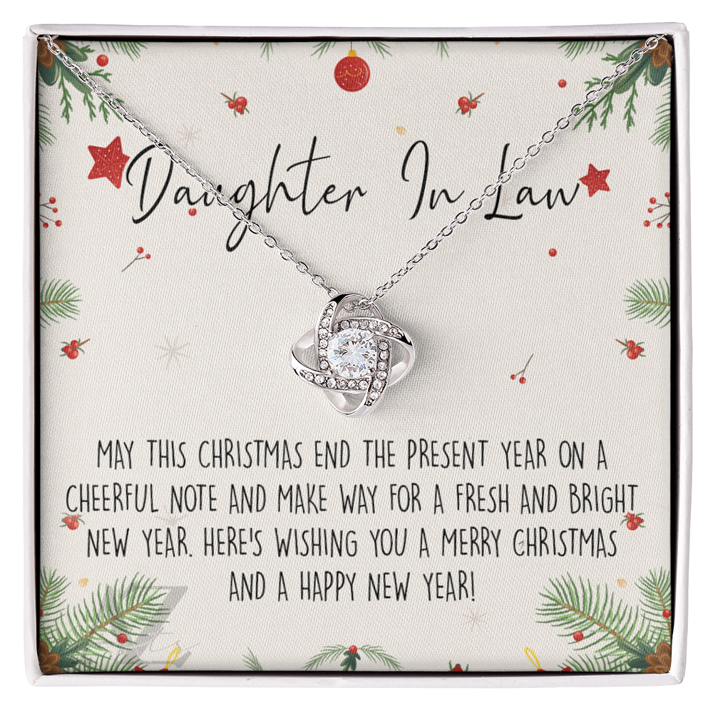Christmas Jewelry For Girls, Daughter in Law Gift Necklace, Jewelry Gift for Daughter in Law Gift from Mother in Law, Daughter in Law Xmas Love Knot Necklace Holiday Gift From In Law