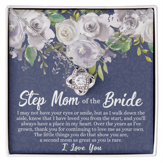 Mom Of The Bride Gift Necklace, To My Step Mom Love Knot Necklace From Daughter, Step Mom Gift Necklace - Second Mom Gift Necklace, Jewelry Gift For Women, Daughter To Step Mom Of The Bride Necklace