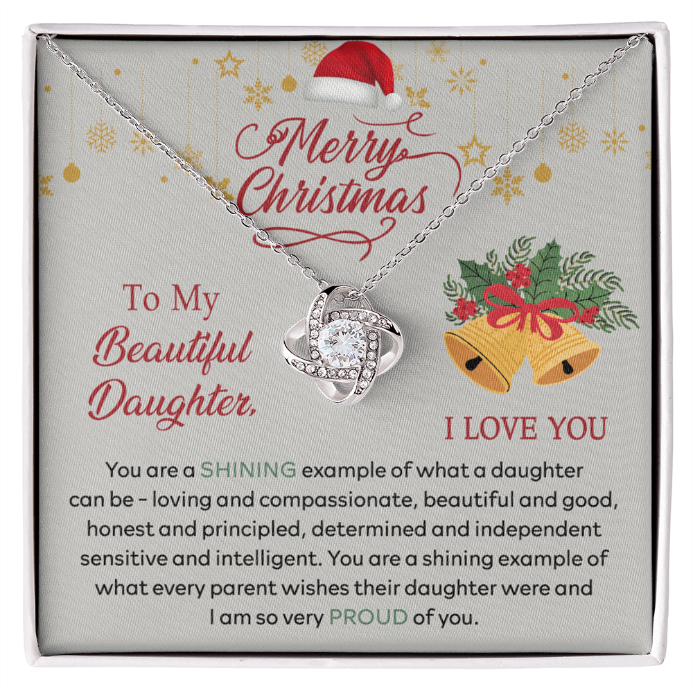 Merry Christmas Daughter Gift Necklace - To My Beautiful Daughter Necklace From Mom, Mother And Daughter Jewelry Gift For Daughter Christmas Gift, Graduation Gift For Daughter I Love You Necklace
