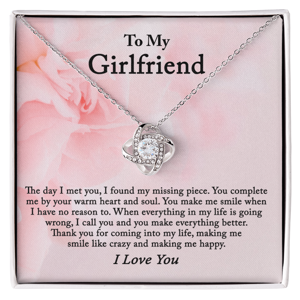 To My Girlfriend Necklace From Boyfriend, Husband, Gift Necklace For Girlfriend Love Knot Pendant Gift For Girlfriend, Soulmate Necklace To Girlfriend Jewelry Gift For Girls Making Me Smile Necklace