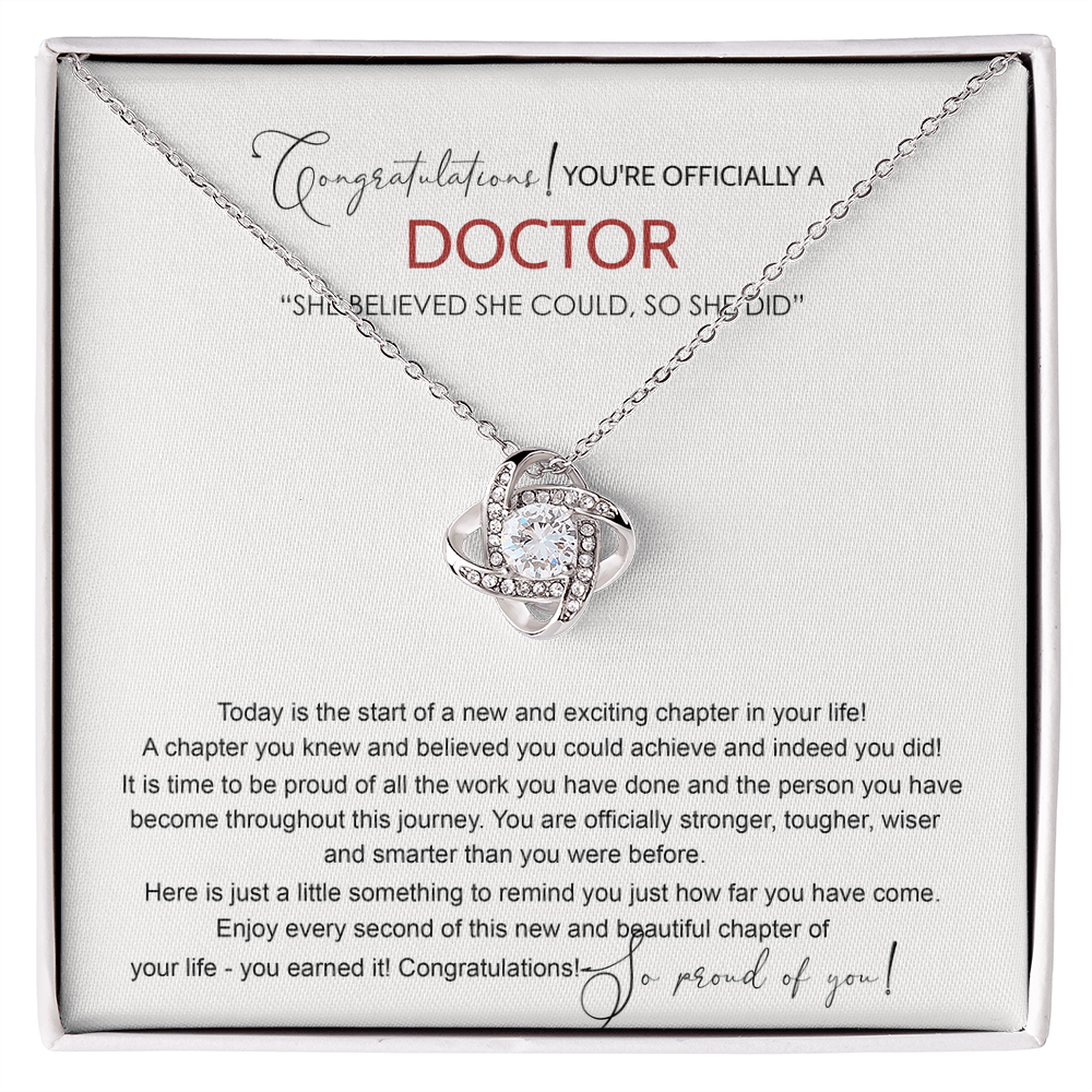 Doctor Graduation Love Knot Necklace, New Doctor Gifts, Medical Student Graduation Gift, Graduating Class of 2026 Necklace, Congrats Graduation Knot Necklaces Gift For Daughter, Granddaughter, Niece