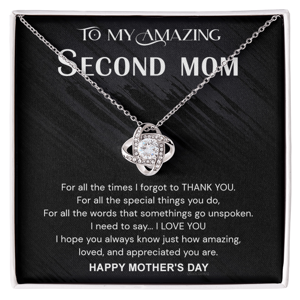 To My Amazing Second Mom Necklace From Daughter, Jewelry Gift For Women, Mother Happy Mother's Day Knot Pendant Gift For New Mom, Mother's Day Necklace Gift For her, Mother And Daughter Necklaces