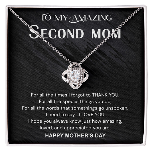 To My Amazing Second Mom Necklace From Daughter, Jewelry Gift For Women, Mother Happy Mother's Day Knot Pendant Gift For New Mom, Mother's Day Necklace Gift For her, Mother And Daughter Necklaces