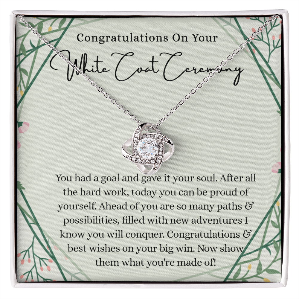 White Coat Ceremony Gift Necklace For Her, White Coat Love Knot Necklace Gift For Ceremony, New Doctor Gift Necklace White Coat Ceremony Pendant Gift For Girl Daughter Necklace Granddaughter, Niece