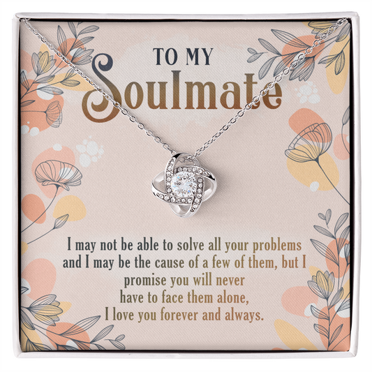 To My Soulmate Necklace Gift From Husband, Boyfriend To Wife, Girlfriend, Soulmate Gift Love Knot Necklace On Valentines Day Christmas Necklace for Her Romantic, Jewelry Gift For Women