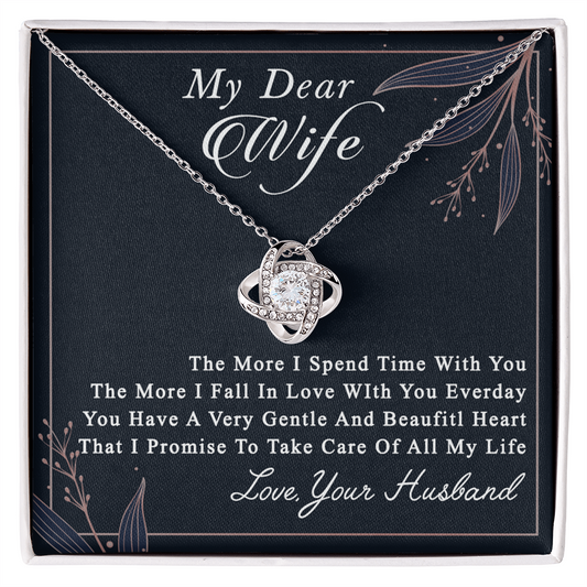 Dear Wife Necklace From Husband, Love, Your Husband Necklace Gift For Wife, Soulmate Gift Necklace, To My Wife Love Knot Necklace, Jewelry Gift For Women Girlfriend Gift Necklace, Dear Wife Pendant