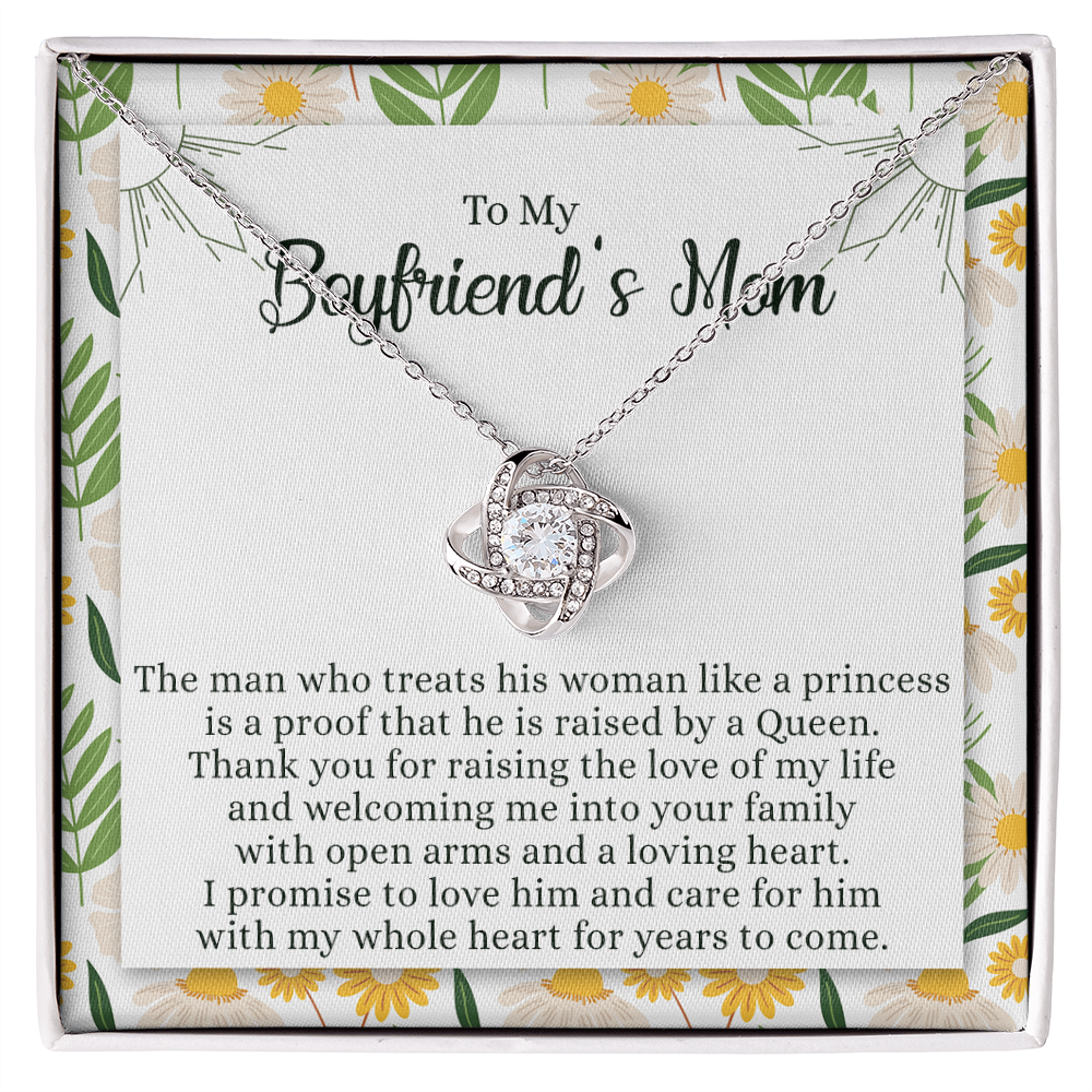 To My Boyfriend's Mom Necklace From Girlfriend Mom Gift Necklace For Boyfriend's Mom, Love Knot Pendant Gift for Bf Mom, Jewelry For Mom On Mothers Day, Birthday, Presents for Mom Necklace for Women