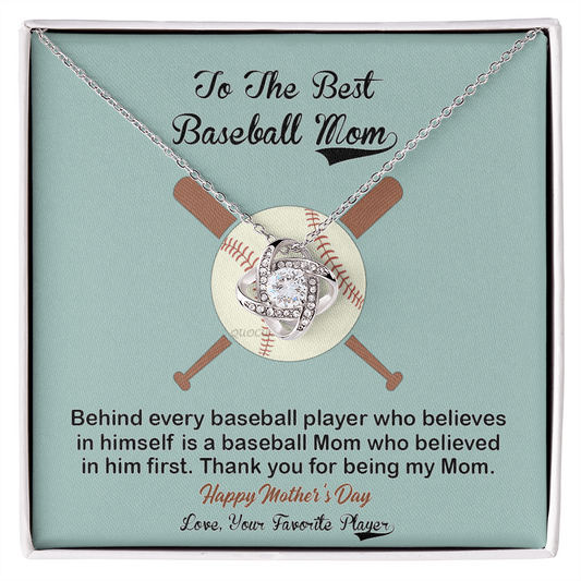 Baseball Mom Gift Necklace, To the Best Baseball Mom Necklace From Daughter, Favorite Player Necklace Gift For Mom, Baseball Mom Love Knot Necklace Jewelry Gift For Women, To The Best Mom Necklace