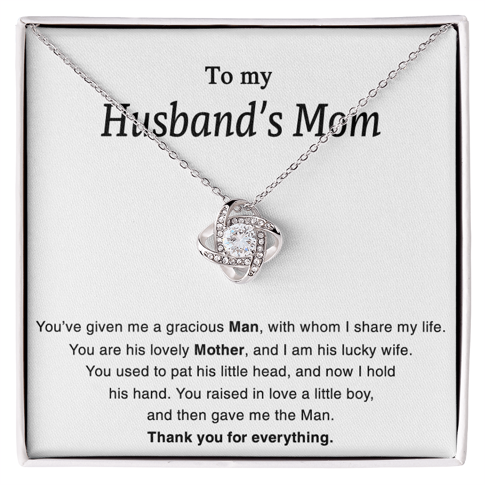 To My Husband's Mom Necklace For Her Thank You Mom Jewelry Gift Knot Mothers Day
