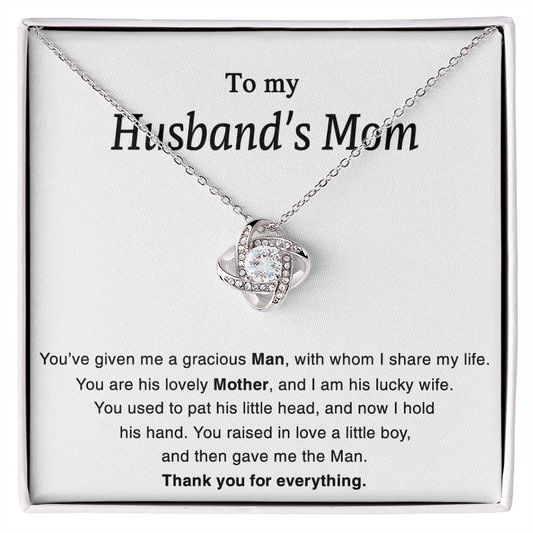 To My Husband's Mom Necklace For Her Thank You Mom Jewelry Gift Knot Mothers Day
