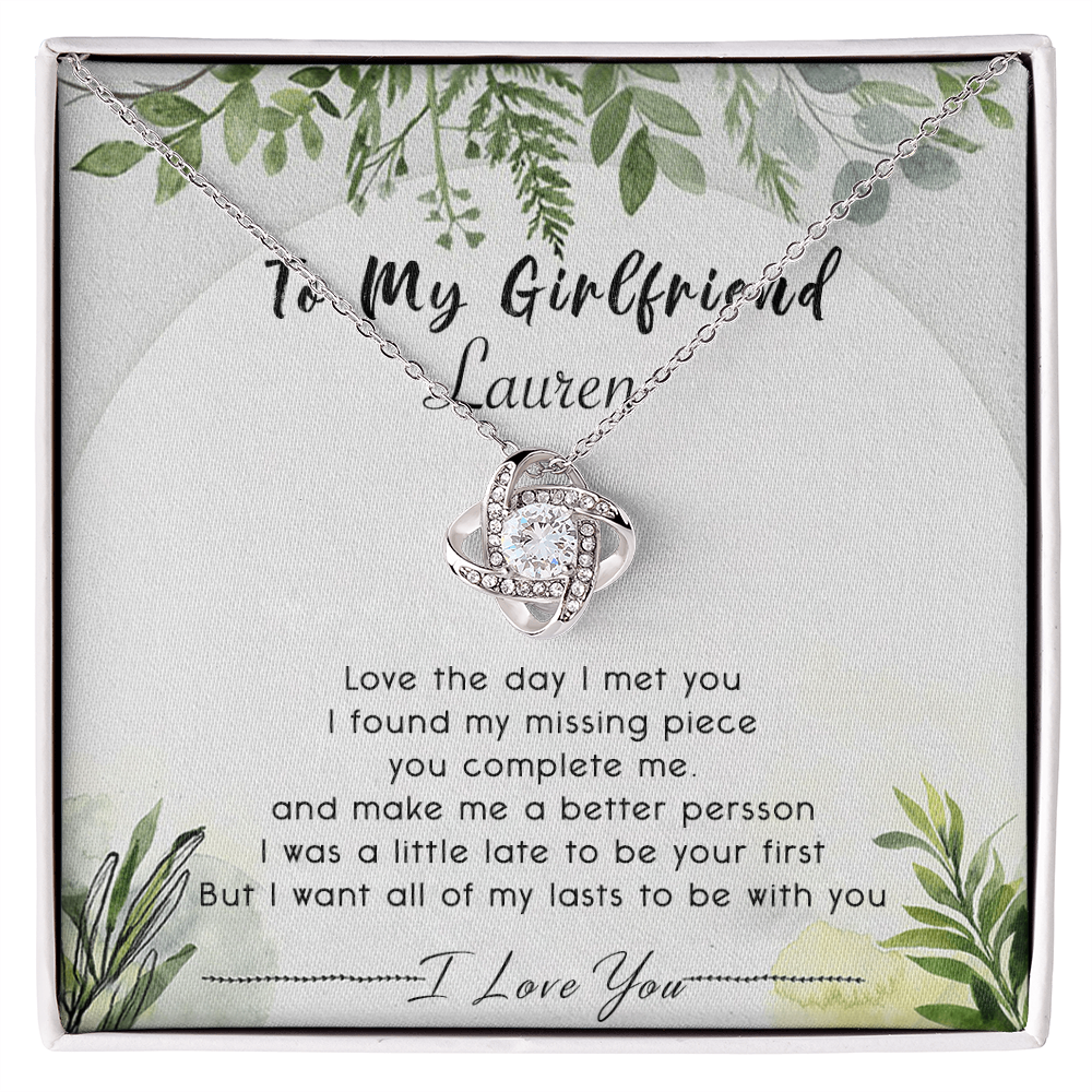 To My Girlfriend Necklace From Boyfriend, Husband, Beautiful Girlfriend Gift Necklace - Jewelry Gift For Girls, Love The Day Love Knot Pendant Gift For Girlfriend, Soulmate Personalize Necklace