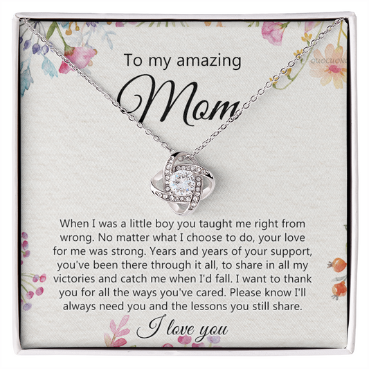To My Amazing Mom Necklace From Daughter, Son Necklace Gift For Mom, Thank You Mom, Mother Necklace Gift On Mother's Day Birthday Gift, Anniversary, Mom Love Knot Necklace Jewelry Gift For Women