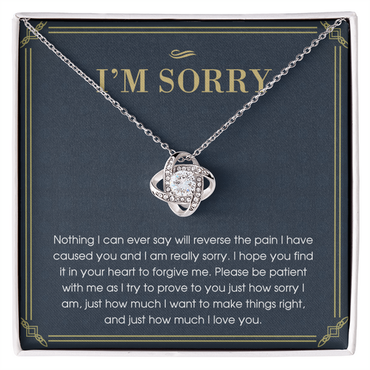 I'm Sorry Gift Necklace For Her, For Girlfriend, Soulmate, I Am Really Sorry Gift Necklace, I'm Sorry Love Knot Necklace From Boyfriend, Husband - Love Knot Pendant Gift For Girlfriend, Soulmate