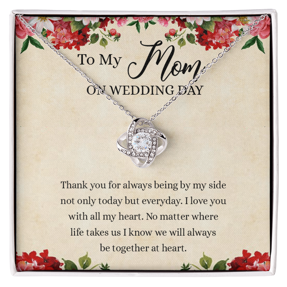 To My Mom Love Knot Necklace Gift for Mom on Wedding Day, Gift Necklace for Mother of The Groom, Gift for Bridesmaid Proposal Gift Necklace, To My Mom Gift Necklace On Wedding Day from Daughter