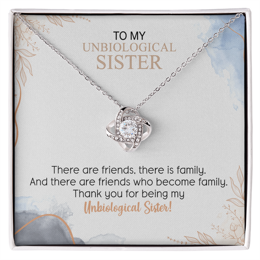 To My Unbiological Sister Love Knot Necklace Gift From Sister, Brother, Best Friend, Sister Gift Love Knot Pendant, Sister Remembrance Gift Necklace, Sister Keepsake Gift For Unbiological Sister