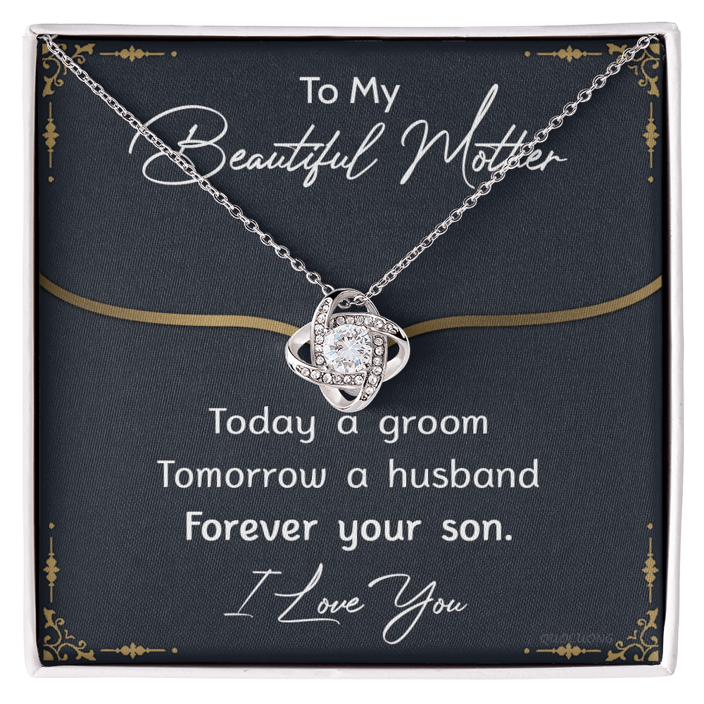To My Mom Necklace From Son, Mother's Day Necklace Gift For Her, Beautiful Mother Love Knot Necklace Gift For Mom Bonus Mom On Mothers Day, Anniversary, Birthday, Mother And Son Jewelry For Mother